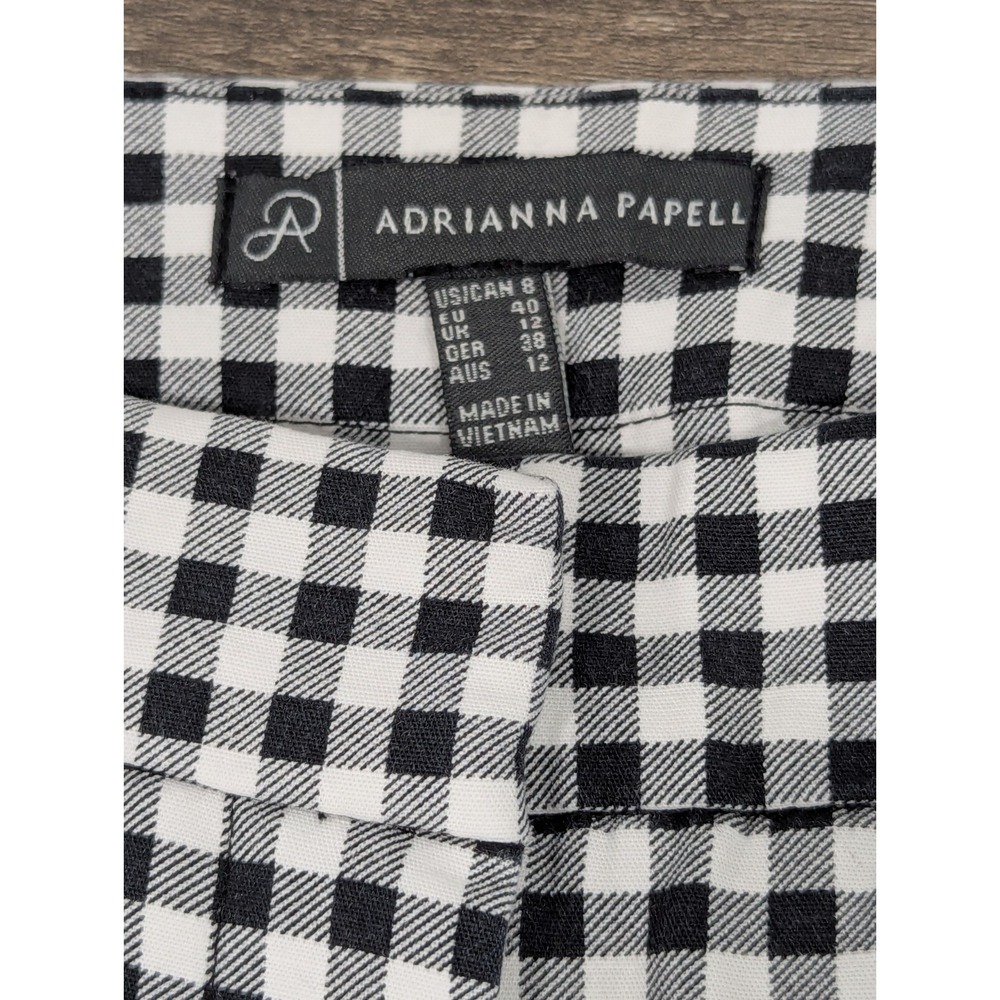 Adrianna Papell Ankle Pant Sz 8 Kate Fit Black White Gingham Check Preppy Office - Picture 3 of 9
